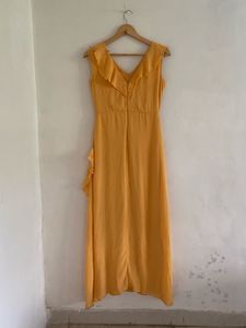Yellow Ruffle Detail Maxi Dress