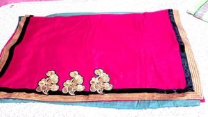 Elegant Pink Embroidered Saree