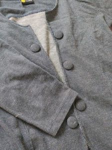 Gray Cotton Casual Coat | Half Sleeve |GoodConditi