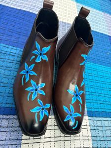Hand Painted Leather Chelsea Boots