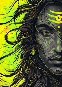 Framed Shiva Art Print - Neon Pop