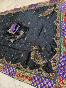 Elegant Black Saree with blouse 🔥