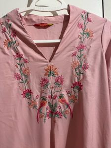 Pink Embroidered Kurti