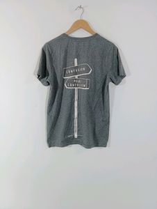 Grey Printed Casual T-Shirt (Men)