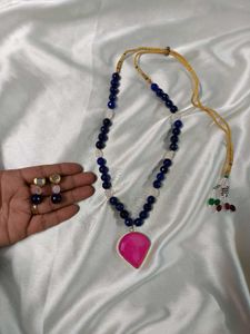Blue-pink Necklace Set
