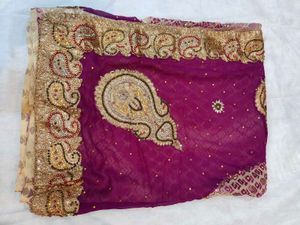 Purple Saree with Gold Embroidery