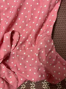 Pink Polka Dots Wrap Around Peplum Top Harpa Retro