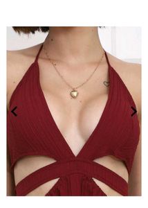 Shein Bold Halter Neck Textured Cut-Out Split Thig