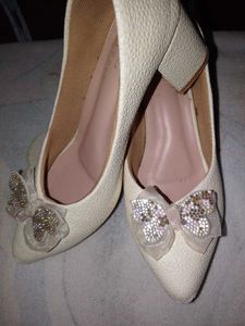White Heels with Butterfly Detail