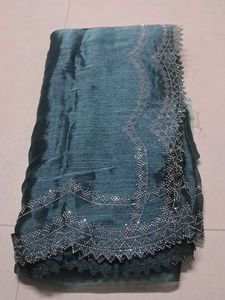 Elegant Teal Embellished Saree