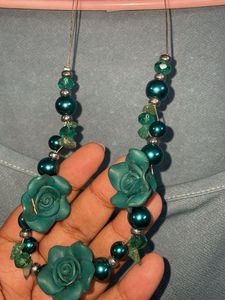 Pista Blue Boydcon Tank Dress With  Green necklace