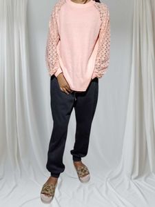 Peach Lace Sleeve Top