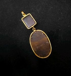 Unique Stone Gold Tone Pendant