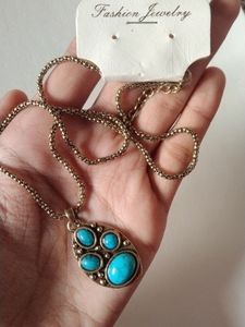 Long Chain With Locket , And Earrings