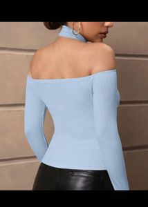 Blue Criss Cross Halter Top💕