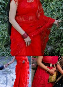 Designer Red Saree