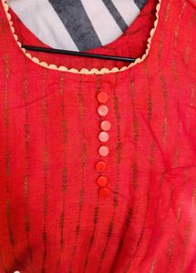 Red Embellished Kurta