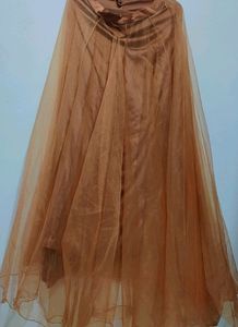 Golden Blouse &amp; Brown Skirt Set For 30 Bust