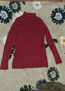 Maroon Turtleneck Knit Sweater or  highneck
