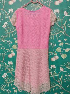 Pink Lace Overlay Dress
