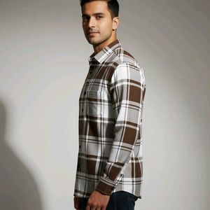 Brown Plaid Casual Shirt
