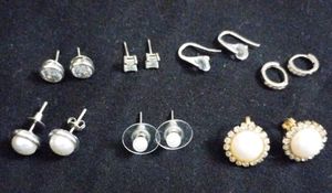 Pearl,Imitation Diamond Studs & Real Silver Baali