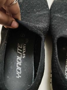 Yonolite Black Slip-On Shoes