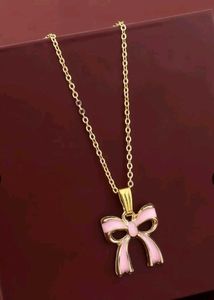 Pink Bow Necklace