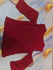 Maroon Cold Shoulder Top