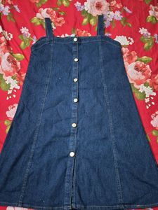 Denim Button-Front Midi Dress