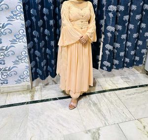 Peach Embroidered Kurta Set