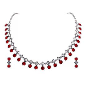 Red &amp; Silver Necklace Set