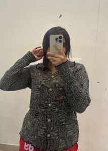 white and black sweater very warm