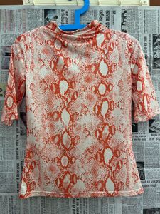 MANGO Snakeskin Print Top