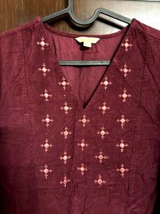 Velvet Embroidered Corduroy Kurta