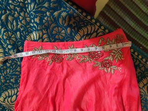 Pink Girlish Look Skirt Croptop With NetDupatta