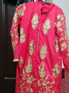 Pink Kurti with Gold Embroidery