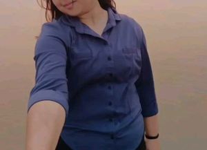 Women&#39;s Blue Button Down Shirt - XXL