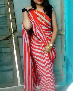 Beautiful Red White Saree ❤️🤍