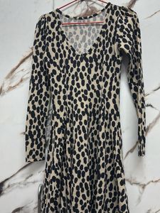 Spotted Print Long Sleeve Dress