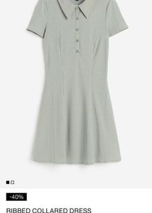 H&M Sage Green Collared Skater Dress