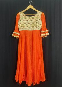 Deep Orange Lace Kurti (Women)