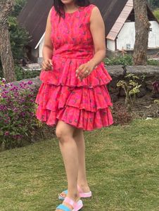 Pink Ruffled Mini Dress