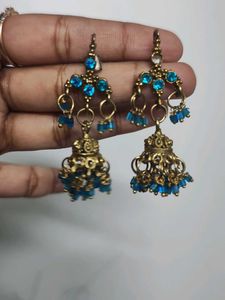 Blue Jhumka Earrings