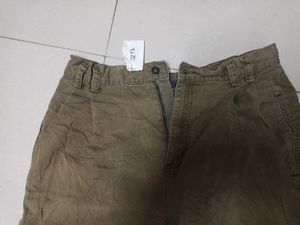 Khaki Cotton Denim Casual Pants