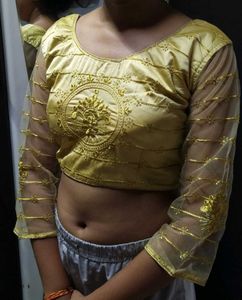 Golden Embroidered Blouse back open