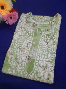 Green Floral Embroidered Kurti