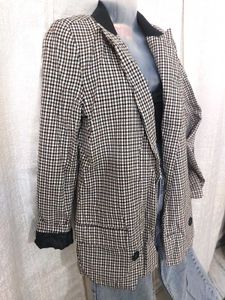 Checkered Blazer with Black Accents