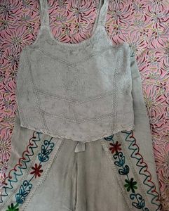 Embroidered Top &amp; Palazzo Set