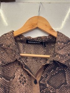 Snakeskin Print Tie-Waist Top